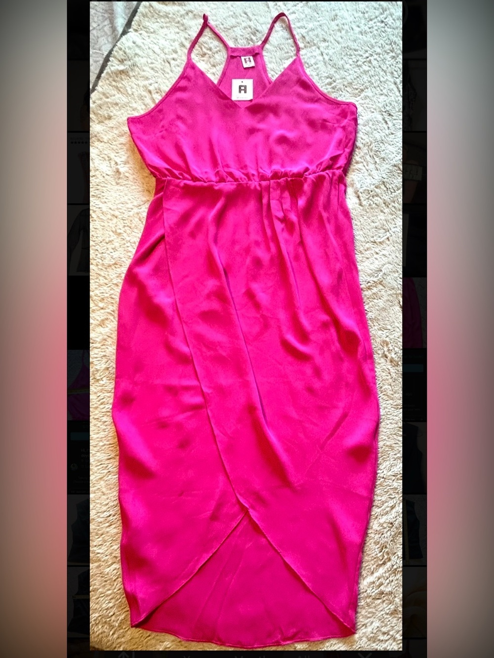 Amanda Uprichard Hot Pink Maxi Dress Racerback Tulip Hem Wedding Guest NWT